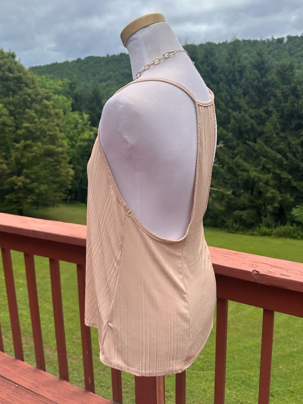 Free People Soft Tan V-Neck Ribbed Cami